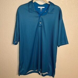 Greg Norman Blue Striped ML75 Play Dry Activewear Polo Size XL